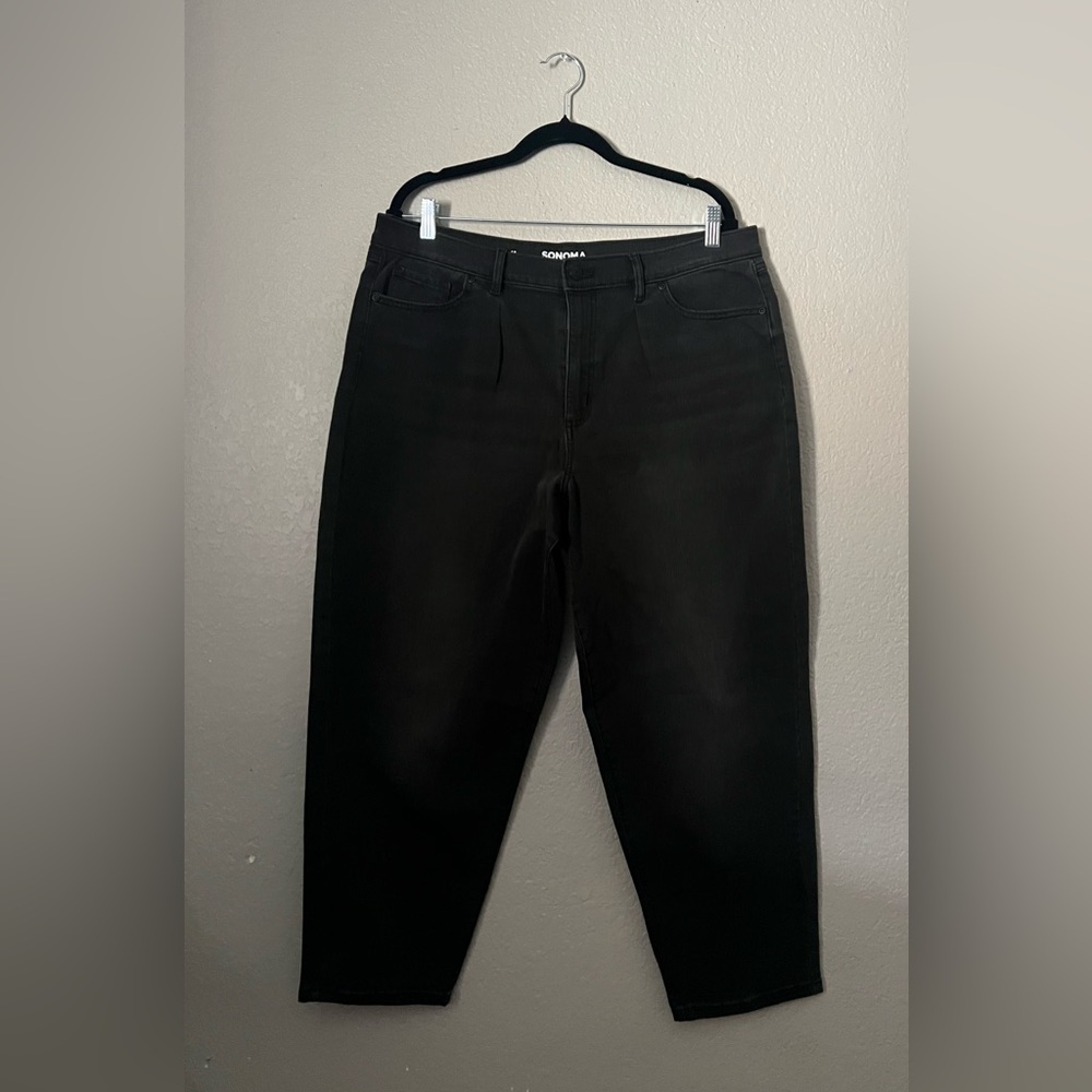 Sonoma Black High Rise Barrel Jeans Size 16 Relaxed Baggy Fit